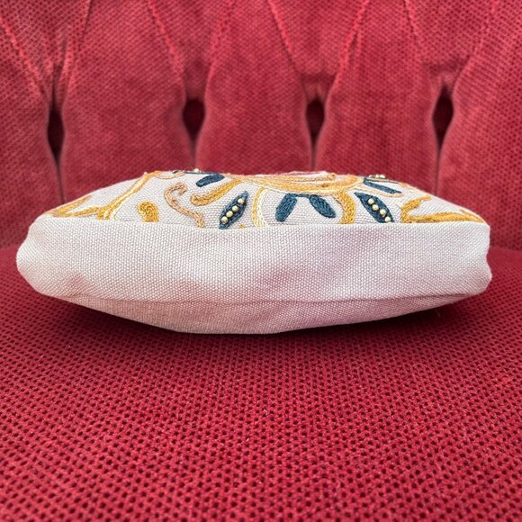 FOSSIL Crewel Frame Mini Multicolor Kisslock Clutch Canvas Crossbody Purse - Picture 9 of 16